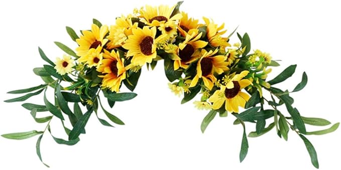 BESPORTBLE Sunflower Swag Decorative Plant Delicate Garland Wreath Wedding Door Swag for Room Wedding