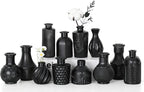 Mini Bud Vases As Wedding Centerpieces for Tables,Clear Bud Vases for Flowers,Small Flower Vases Suitable for Birthday Party,Anniversary,Wedding Reception,Baby Shower (Matt Black, 12PCS)