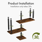 3-Tier Corner Countertop Organizer – Kitchen Counter & Bathroom Vanity Organizer, Coffee Bar Corner Shelf, Spice Rack Stand, L-Shaped Space-Saving Storage, Rustic Brown and Black, Wood