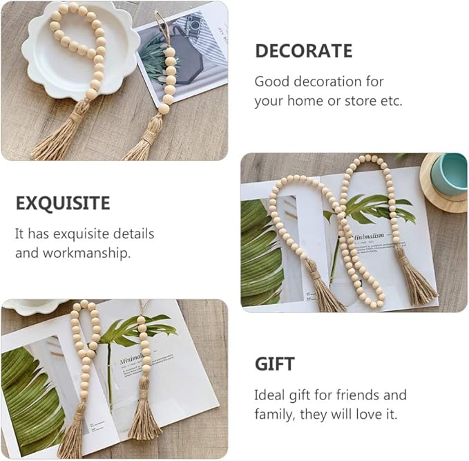 Home Decoration Bead Tassel String Wooden Beads Tassels Wall Hanging Decor Garland
