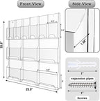 Acrylic Brochure Pamphlet Holder, 6 Magazine Holders and 6 Pamphlet Holders, Clear Brochure Display Stand Wall Mount, Trifold Flyer Rack, Literature Storage Rack for Home, Offices, Waiting Room