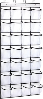 REGELETO 28 Large Pocket Over the Door Shoe Organzier, Hanging Shoe Rack for Door Large Capacity Shoe Organizer Holder with 4 Metal Hooks.