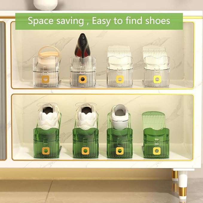 CiBiZi Clear Shoe Slots Organizers 6Pack Shoe Stacker Organizer for Closet Shoe Stackers for a Pair of Shoes Shoe Display Shelf Shoe Rack Holders Space Saver Organizador de Zapatos Clear