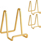 3 Pack 3 inch Metal Plate Stands for Display, Plate Holder Pictures Frame Easel Display Stand, Tabletop Picture Stand, Iron Easels for Display Photo Frames, Plates, Vinyl Record，Book, Sign（Gold）