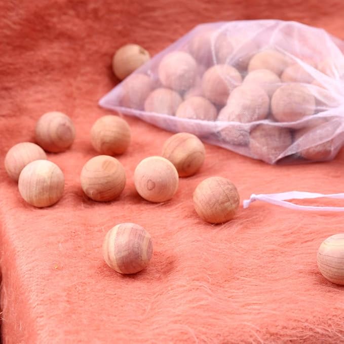 Cedar Blocks for Clothes Storage, Hang Ups 10pcs and Balls 20pcs for Closet Storage Totally 30PCs