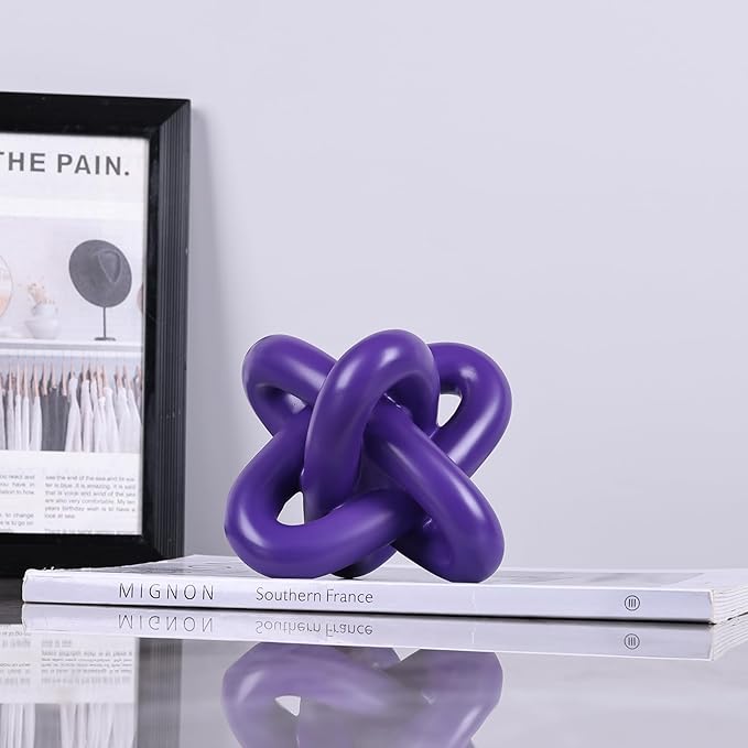 DOVDOV Purple Knot Sculpture, Triple Knot Statue, Purple Home Decor, Perfect for accenting Rustic-Style Coffee Tables, Living Room TV Stands, Dining Tables, and entryway Shelves.