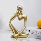 Dnoifne Thinker Statues and Sculptures, Resin Thinker Statue Ornaments, Abstract Style Sculptures, Housewarming Gifts, Housewarming Decorations, Living Room Dining Desk Decorations(Gold Right, Large)