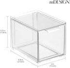 mDesign Plastic Closet Organizer Bin w/Pull Out Drawer - Slim Stackable Storage for Closet - Organization for Accessories, Bags, Totes, Small Linens, and More - Lumiere Collection - 2 Pack - Clear