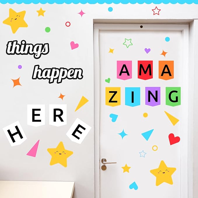 LioNergy Classroom Bulletin Board Decoration Set Welcome Bulletin Board Wall Door Decor for Kindergarten Preschool Elementary Middle School - Amazing Things Happen Here