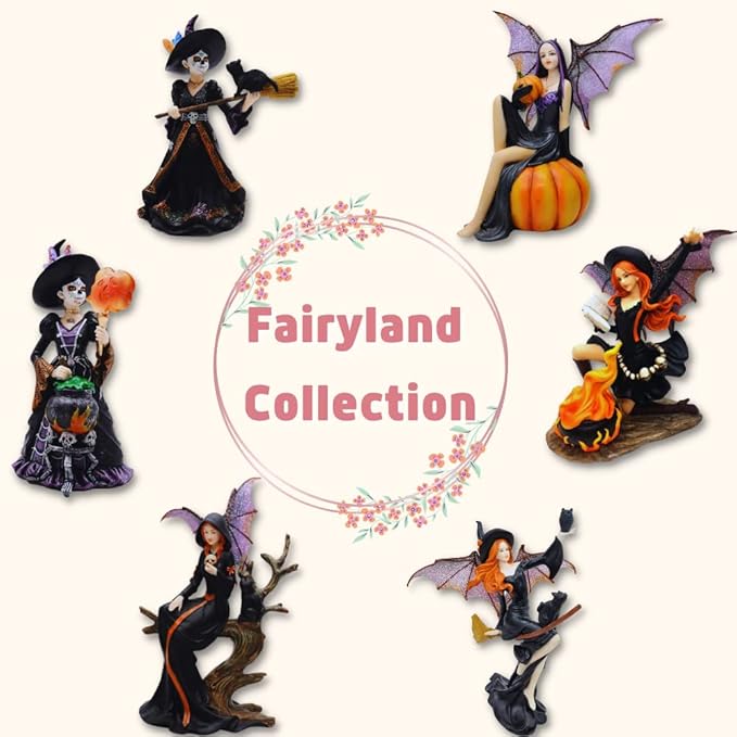 Comfy Hour 7" Dark Fairy Sitting on Skull Figurine, Gothic Fantasy Statue with Mystical Wings, Unique Home Office Desktop Decor Accent, Polyresin Artisan Crafted Sculpture, 1 Unit