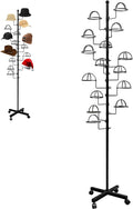 Montex Freestanding Hat Rack Stand, Metal Hat Organizer Rack with 14 Customisable Circular Hooks, Hats Tree Stand Floor Standing Hat Display, Black