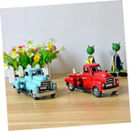 Unomor Vintage Handmade Iron Car Model Red Classic Tabletop Decoration for Home Office Miniature Car Ornament for Lovers and Collectors
