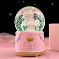 Unicorn Snow Globes for Girl,6.5IN Pink Music Snowglobes with LED Lights and Automatic Snowfall,Home Decor Glass Ball for Kids Bedroom Birthday for 5-18 Year Old Girl(6.5x4.1IN