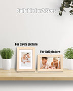 Egofine 4x6 Picture Frames Set of 4, Made of Solid Wood Covered by Plexiglass 3x4.5 and 3.5x5 with Mat or 4x6 without Mat, for Table Top Display and Wall Mounting Photo Frame, Oak Wood