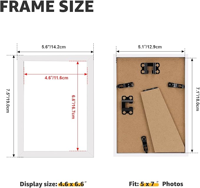 Giftgarden 5x7 Picture Frame Set of 18, Lightweight 5 by 7 Frames Bulk for Gallery Wall Photo Hanging and Tabletop Display, White