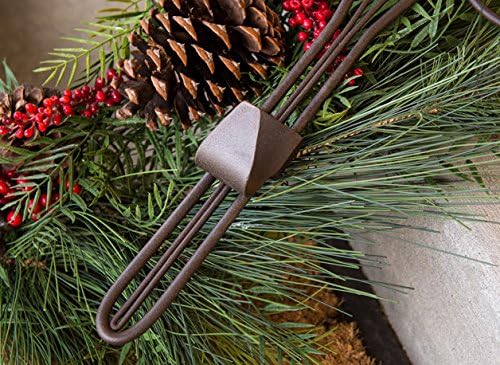 [Front Door WREATH HANGER] - Ivy Design | ADJUSTABLE Hook Length for Tall and Small Doors | PADDING to Prevent Damage like Scratch and Dents | Heavy Duty Cast Iron Metal Hangar - (Brown)