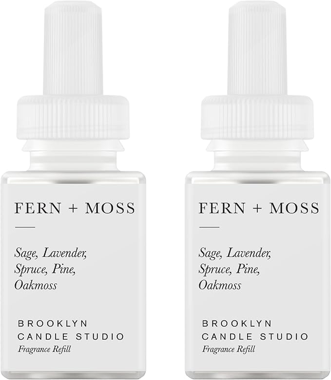 Pura & Brooklyn Candle Studio Home Scent Refill - Smart Air Diffuser - Up to 120-Hours of Luxury Fragrance per Refill - Home Essential - Clean & Safe Diffuser Fragrance - 2 Pack, Fern & Moss