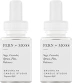 Pura & Brooklyn Candle Studio Home Scent Refill - Smart Air Diffuser - Up to 120-Hours of Luxury Fragrance per Refill - Home Essential - Clean & Safe Diffuser Fragrance - 2 Pack, Fern & Moss