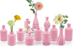 Baby Pink Glass Bud Vases Set of 12, Mini Flower Vase for Centerpieces, Small Vases in Bulk for Wedding Decoration, Vintage Vase for Baby Shower Centerpieces, Home Décor