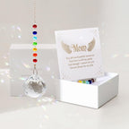 HEGELDA Memorial Gifts for Loss of Mom, Crystal Sun Catcher with Sympathy Poem Card, Refractive Prism Hanging Ornament, Mother Bereavement Keepsake, Premium Gift Box Included