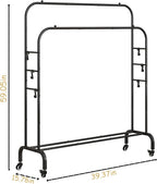 SUOERNUO Garment Rack with Wheels Clothing Rack for Hanging Clothes Multi-functional Bedroom Clothes Rack，Black+Double RodsBlack
