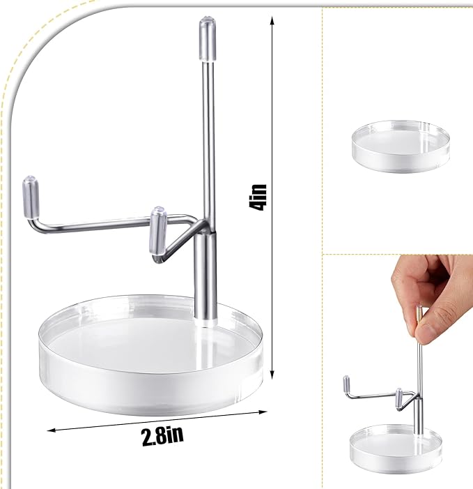 Suzile 4 Pcs Adjustable Metal Arm Display Stand Easel with Acrylic Base Rock Display Easel Holder Acrylic Crystal Clear Plate Stand for Geodes Mineral Agate(Silver,2.8 x 2.8 x 4.1 Inch)