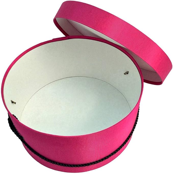 Sarah's Hat Boxes Classic Cerise Hat Box – 8.75" x 4.5" (Dia. x Ht.) Handmade in USA – Odorless Non-Toxic Adhesive, Cording Handle – Premium Storage for Hats & Accessories