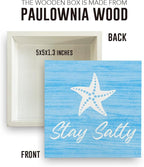 Beach Bathroom Decor Starfish Decor Stay Salty Beach Theme Summer Decorations Wooden Box Sign for Home Office Farmhouse Table Shelf