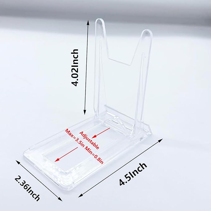 12 Pack Adjustable Clear Acrylic Display Stands for Purse, Book, Album, CD, Magazine, Picture, Plate & Artworks, Home Office Party Decor(4.02 x 2.36 Inchx 4.5)