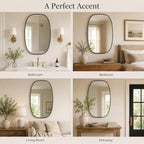 USHOWER Black Oval Arch Bathroom Mirrors for Over Sink, 20x30 Inch Bathroom Vanity Mirror for Bathroom, Bedroom, Vanity, Entryway, Aluminium Frame, Anti-Rust, Modern Wall Decor