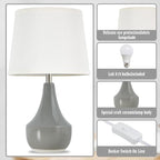GyroVu 18" Table Lamp Set of 2, Ceramic Table Lamp Classic Beside Lamps Nightstand Lamp Modern Lamp for Living Room, Bedroom & Office Rocker Switch Grey-LED Bulbs Included