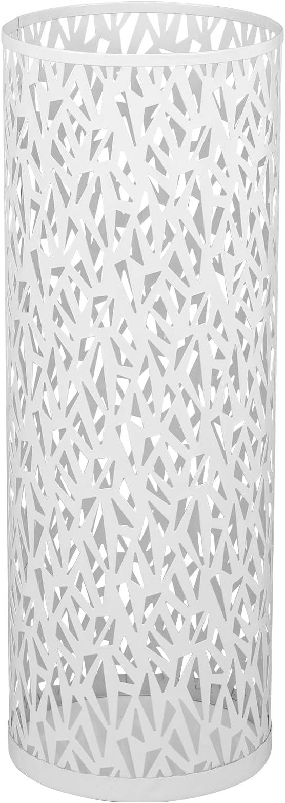 Umbrella Holder Bin Waterproof Umbrella Storage Rack Indoor Walking Stick Holder Metal Rack Freestanding Umbrella Stand Round Umbrella Holder for Home Entryway Office Hotel (white)