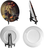 Decorative Plate Holder, 10 Inch, Cheese Grape Pomegranate Orange Garnish Round Display Plate, Decorative Plates with Stand, for Wall Hanging Living Room Bathroom Decor Gift