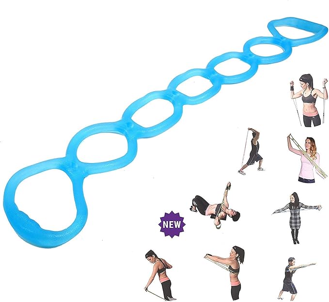 7 Ring Stretch Resistance Exercise Band, Miracle Miles Band, Yoga Stretching, Arm, Shoulders Foot, Leg Fitness Home Gym Physical Therapy Band