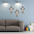 Yalikop 3 Pieces Wooden Cross Wall Decor Christians Cross Sign Faith Love Blessed Wooden Decoration Rustic Vintage Wall Art Religious Hanging Sign Inspirational Farmhouse Home Hanging Decor