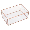 Hipiwe Vintage Glass Box with Lid - Rectangle Jewelry Display Box Vanity Lidded Box Glass Trinket Organizer Rose Golden Decorative Boxes for Keepsakes Perfume,X-Large