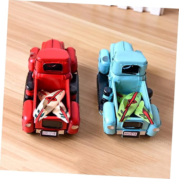 ABOOFAN Vintage Handmade Iron Car Model Retro Metal Desktop Ornament Red Decorative Toy for Decor Unique Craftsmanship for Car Enthusiasts