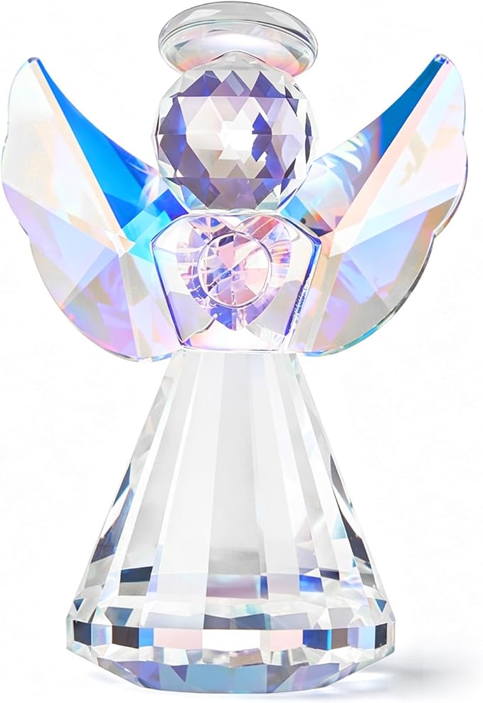 Crystal Guardian Angel Figurine Decoration, Glass Guardian Angel Statue Christmas Birthday Gifts for Women Girlfriend Daughter, Art Collectible Figurines Home Decor (Colorful)