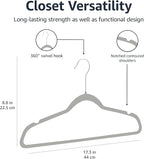 Amazon Basics Slim Velvet Non-Slip Space Saving Suit Clothes Hangers, Closet Organizer, Gray/Silver, 50-Pack