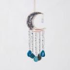 Agate Gemstone Dream Catcher 7 Chakra Tree of Life Dream Catcher with Rainbow Crystal Stones Handmade Dreamcatcher Wall Decor for Adults Boys Girls,Bedroom,Wedding,Garden,Bless Gift(Blue Moon)