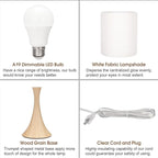 Bedside Touch Lamp, 3 Way Dimmable Touch Control Table Lamp, Wood Grain Farmhouse Table Lamp, Modern Nightstand Lamp with White Shade for Bedroom, Dorm, Office, 3000K LED Bulb Included