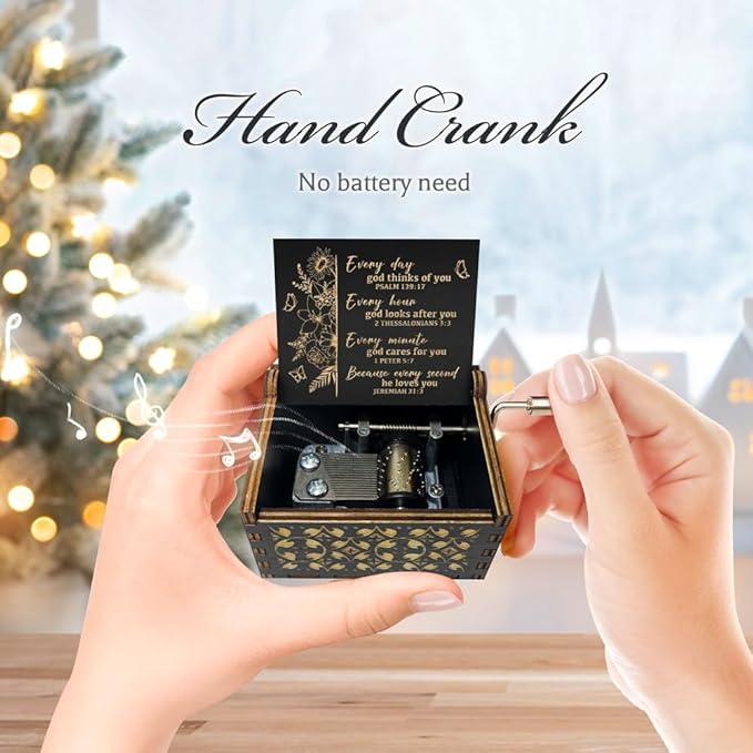 Christian Gifts for Women Men, Antique Engraved Scripture Music Boxes, Spiritual Gifts for Women, Prayer Music Box, Bible Gifts for Women, Baptism Gifts, Catholic Gifts on Birthday Christmas