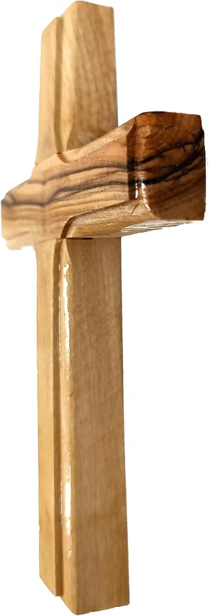 Zuluf Bethlehem Olive Wood Wall Cross | 4.7" Handmade Christian & Catholic Decor Christmas Wall Hanging Gift | Religious Spiritual Jesus Small Wooden Cross for Wall Decor cruz de madera pequeña