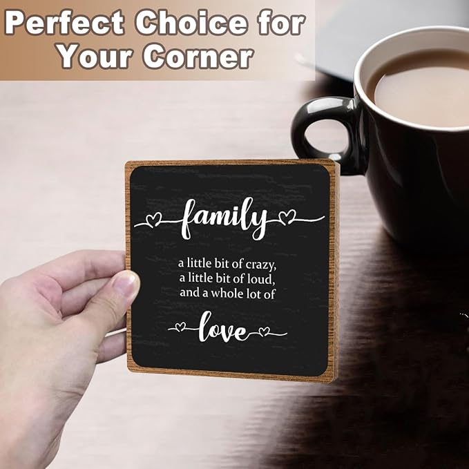 Farmhouse Decor Sign, Home Plaque Wooden with Stand, Housewarming Gifts for Women Men Family, Table Desk Cubicles Accessories for Living Room Bedroom Home Decorations