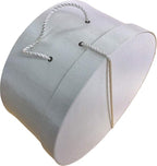 Sarah's Hat Boxes Classic Ivory Hat Box – 12.75" x 6.5" (Dia. x Ht.) Handmade in USA – Odorless Non-Toxic Adhesive, Cording Handle – Premium Storage for Hats & Accessories