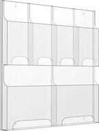 Acrylic Brochure Pamphlet Holder, 2 Magazine Holders and 4 Pamphlet Holders, Clear Brochure Display Holder Wall Mount, Trifold Flyer Rack, Literature Storage Rack for Home, Office, Waiting Room