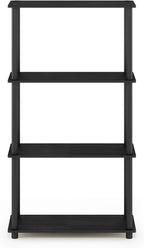 Furinno Turn-N-Tube 4-Tier Multipurpose Shelf Display Rack, Round Tubes, Americano/Black