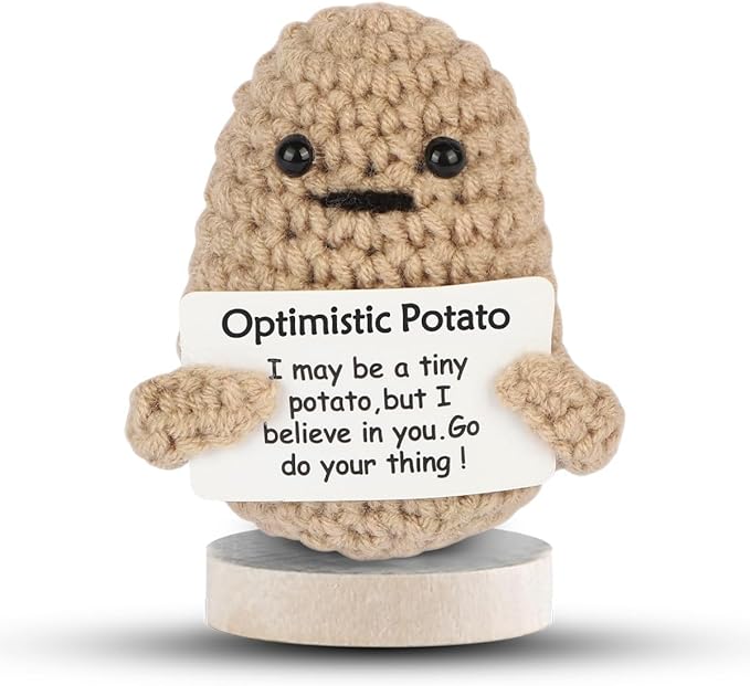 DAFURIET Mini Funny Crochet Doll with Card - 3 Inch Wool Potato for Cheer Up Gifts and Party Decorations