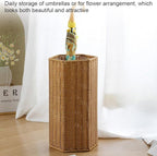 Wicker Umbrella Stand Basket Rattan Style Umbrella Storage Bucket for Home Entryway Office Woven Cane Holder for Walking Sticks and Yoga Mats