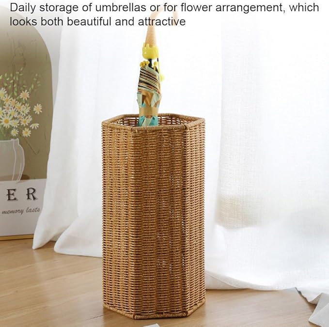 Rattan Umbrella Stand Umbrella Holder Woven Umbrella Stand Basket Sturdy, Walking Sticks, Canes, Entryway, Mudroom, Office